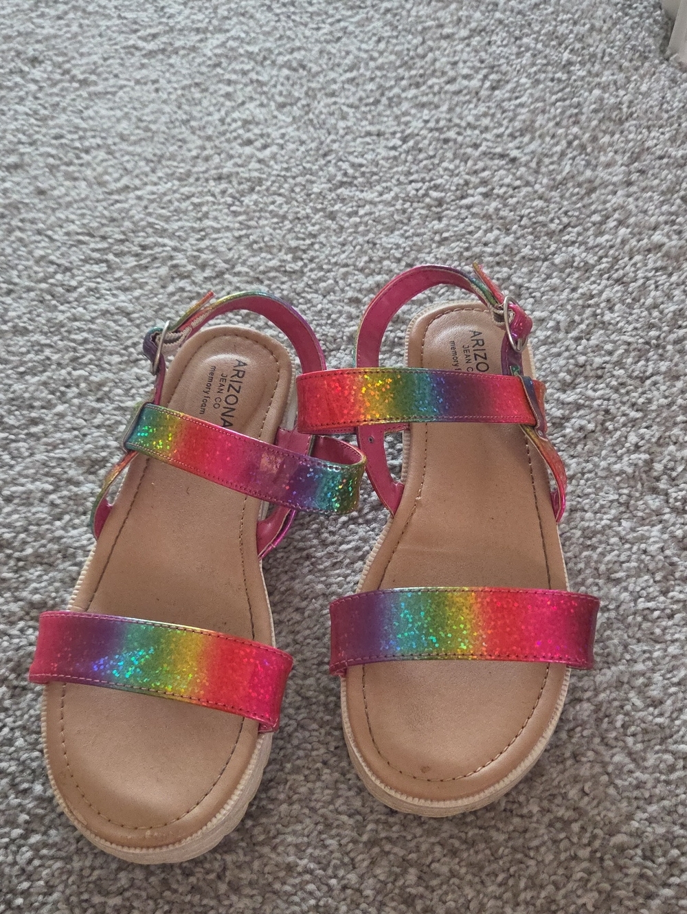 Arizona Love Kids Rainbow Glitter Strap Sandals - Pink Base